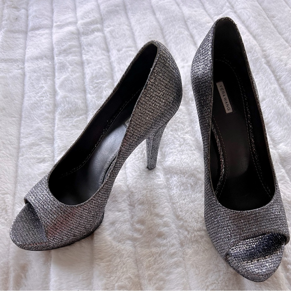Vera Wang shiny silver dress shoes